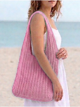 Solid Color Crochet Beach Tote Bag